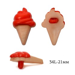 Пуговицы пластик Мороженое TBY.P-1134 цв.03 красный 34L-21мм, на ножке, 50 шт