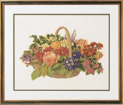Набор для вышивания EVA ROSENSTAND арт.14-186 Букет цветов в корзине 50х60 см