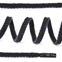 Шнурки TBY плоские 8мм арт.SLF035 длина 130 см цв.черный/фиолетовый уп.10шт