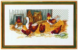 Набор для вышивания EVA ROSENSTAND арт.14-108 Курицы и гусь 30х50 см