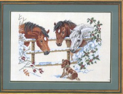 Набор для вышивания EVA ROSENSTAND арт.12-741 Лошадки и щенок 45х60 см