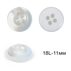Пуговицы пластик TBY T004 цв.белый 18L-11мм, 4 прокола, 100 шт