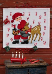 Набор для вышивания PERMIN арт.34-3268 Календарь Санта Клаус с оленем 55х46 см