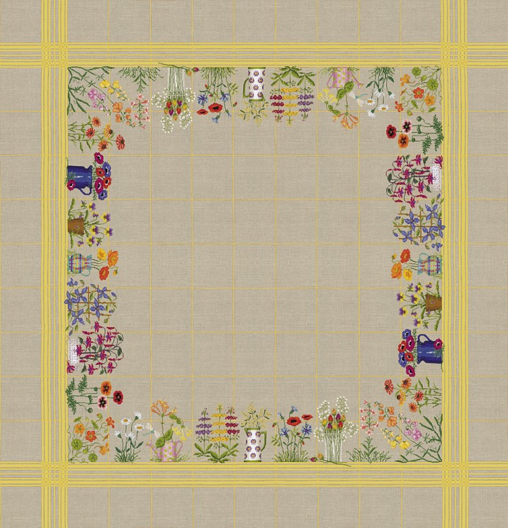 Набор для вышивания Le Bonheur des Dames арт.6032 Скатерть Fleurs De Pots (Цветы в горшках) 140х140 см