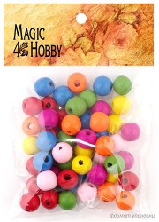 Бусины деревянные детские MAGIC HOBBY арт.MG-B 101 цв.ассорти уп.40г (40±3 шт), 12 мм, in 1,5 мм