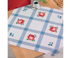Набор для вышивания PERMIN арт.44-3109 Скатерть Красная роза и синие цветы 85х85 см