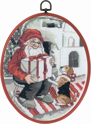 Набор для вышивания PERMIN арт.92-0620 Санта и пёс 20х26 см