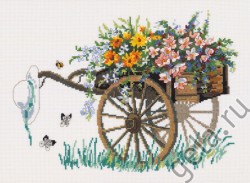 Набор для вышивания PERMIN арт.70-3121 Повозка с цветами 36х26 см