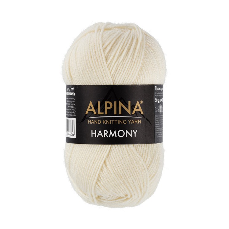 Пряжа ALPINA HARMONY (100% мериносовая шерсть) 10х50г/175м цв.01 белый