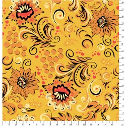 Ткань для пэчворка PEPPY Русские Традиции 110 г/м 100% хлопок цв.РТ-09 желтый уп.50х55 см