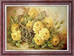 Рисунок для вышивки лентами КАРОЛИНКА арт. КЛ-3043 Желтые розы 25х32,5 см