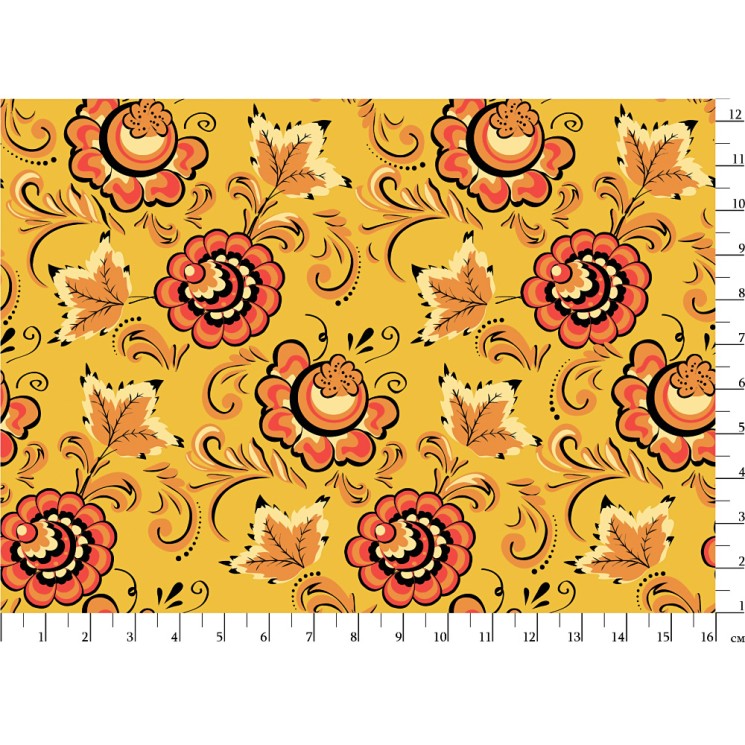 Ткань для пэчворка PEPPY Русские Традиции 110 г/м 100% хлопок цв.РТ-14 желтый уп.50х55 см