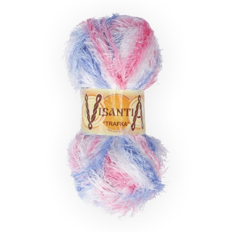 Пряжа VISANTIA TRAFKA меланжевая (100% полиэстер) 5х100г/150 м цв.1050 голубой/розовый