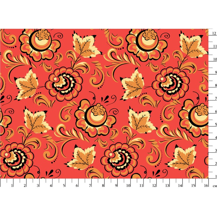 Ткань для пэчворка PEPPY Русские Традиции 110 г/м 100% хлопок цв.РТ-15 красный уп.50х55 см