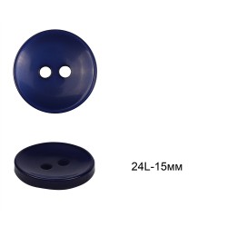 Пуговицы пластиковые C-NE64 цв.синий 24L-15мм, 2 прокола, 72шт