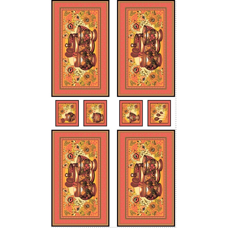 Ткань для пэчворка PEPPY Русские Традиции Панель 110 г/м 100% хлопок цв.РТ-02 красный уп.60х110 см