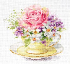 Набор для вышивания АЛИСА арт.2-56 Легкие краски утра. Чашечка с розой 16х15 см