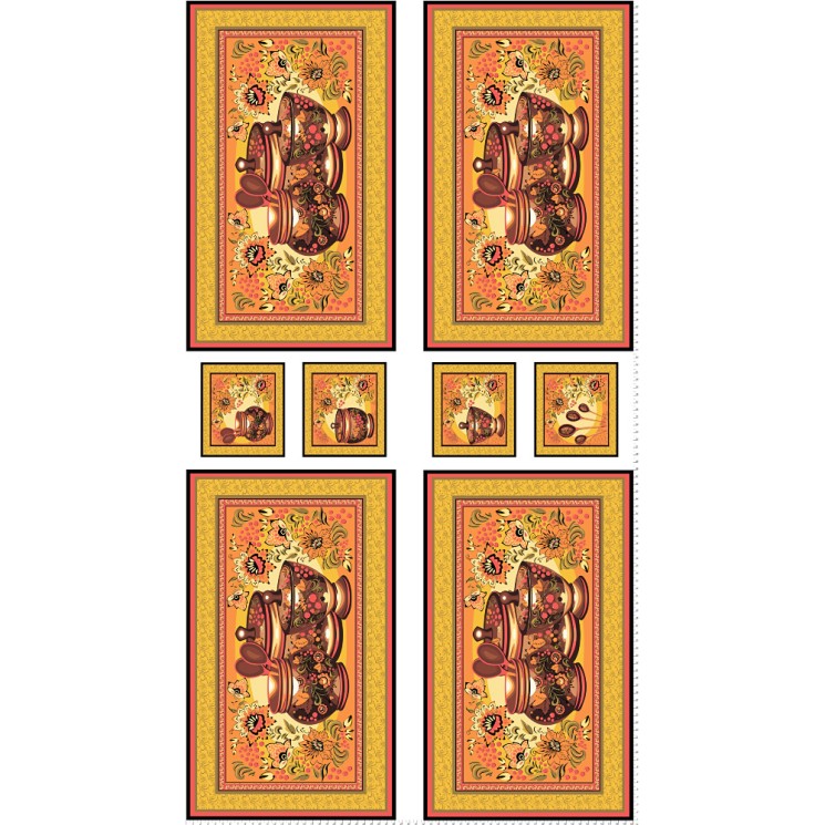 Ткань для пэчворка PEPPY Русские Традиции Панель 110 г/м 100% хлопок цв.РТ-04 желтый уп.60х110 см