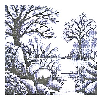 Набор для вышивания PERMIN арт.70-7105 Парковый ландшафт (графика) 32х32 см