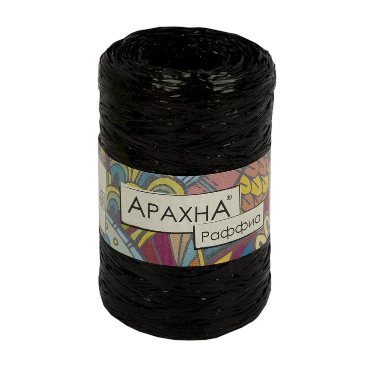Пряжа ARACHNA Raffia (100% полипропилен) 5х50г/200м цв.02 черный