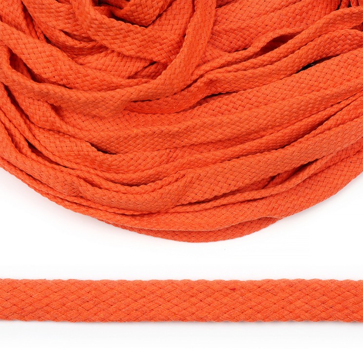 Шнур плоский х/б 15мм турецкое плетение цв.008 оранжевый уп.50 м