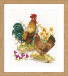 Набор для вышивания VERVACO арт.PN-0156469 Петух и курицы 24х26 см