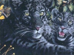 Набор для вышивания KUSTOM KRAFTS арт.99397 Черная пантера с детенышами 35,6х27,9 см