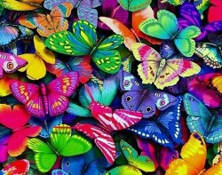 Алмазная мозаика на холсте ГРАННИ арт.Ag404 Разноцветные бабочки 48х38см