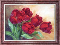 Рисунок для вышивки лентами КАРОЛИНКА арт. КЛ-3042 Тюльпаны 25х32,5 см