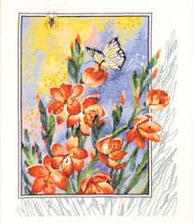 Набор для вышивания PERMIN арт.90-4180 Паучок,бабочка в цветах 40х47 см