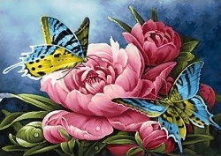 Алмазная мозаика на холсте ГРАННИ арт.Ag2475 Бабочки и пионы 38х27см