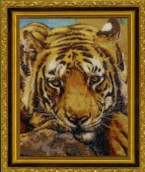 Набор для вышивания KUSTOM KRAFTS арт.JW-005 Сибирский тигр 26х33 см