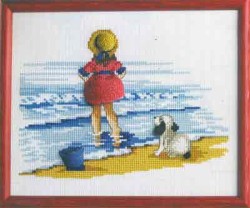 Набор для вышивания PERMIN арт.12-2153 Девочка с собакой 22х18 см