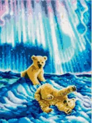Набор для вышивания KUSTOM KRAFTS арт.98537 Медвежата в северном сиянии 35,6х48,1 см