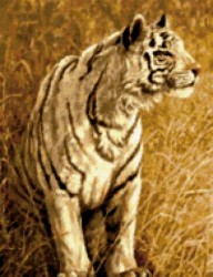 Набор для вышивания KUSTOM KRAFTS арт.93047 Охота белого тигра 35,6х45,7 см