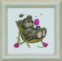 Набор для вышивания PERMIN арт.13-3357 Медвежонок на стуле 19х19 см