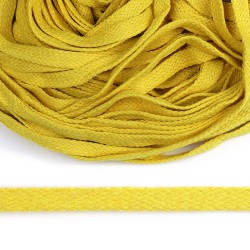 Шнур плоский х/б 12мм турецкое плетение цв.005 желтый уп.50 м