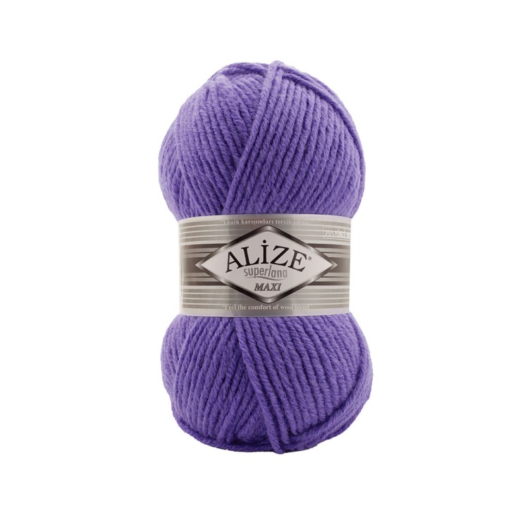 Пряжа для вязания Ализе Superlana maxi (25% шерсть, 75% акрил) 5х100г/100м цв.851 фиолетовый
