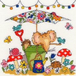 Набор для вышивания Bothy Threads арт.XSW8 Garden Mouse (Мышка в саду) 18х18 см