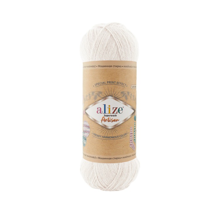 Пряжа для вязания Ализе Superwash Artisan (75% шерсть, 25% полиамид) 5х100г/420м цв.0055 белый