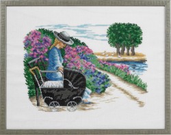 Набор для вышивания EVA ROSENSTAND арт.14-365 Девушка с коляской 45х35 см
