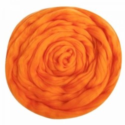 Шерсть для валяния ТРО Гребенная лента (тонкая мериносовая шерсть) 100г цв.0189 ярко-оранжевый