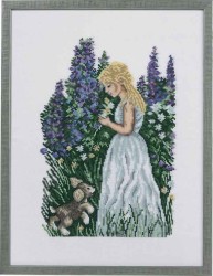 Набор для вышивания EVA ROSENSTAND арт.14-366 Девушка с щенком 45х35 см