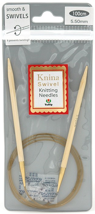 1000550 Tulip Спицы круговые "Knina Swivel" 5,5мм / 100см, натуральный бамбук