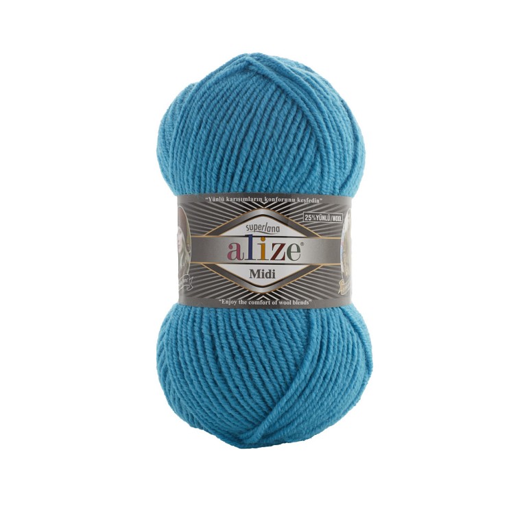 Пряжа для вязания Ализе Superlana midi (25% шерсть, 75% акрил) 5х100г/170м цв.484 бирюзовый