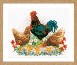 Набор для вышивания VERVACO арт.PN-0170173 Петух с цыплятами 32х26 см