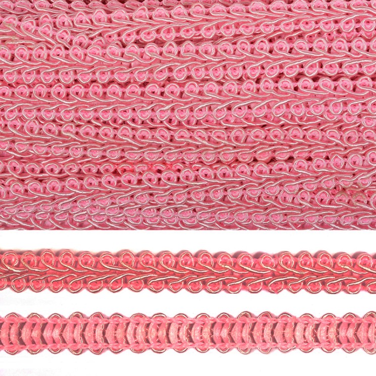 Тесьма TBY Шанель плетеная шир.8мм 0384-0016 цв.129 коралловый уп.18,28м