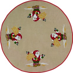 Набор для вышивания PERMIN арт.42-6601 Коврик под елку Санта с птичками