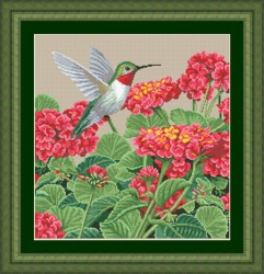 Набор для вышивания KUSTOM KRAFTS арт.98457 Великолепие колибри 35,6х33,4 см