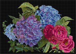 Набор для вышивания THEA GOUVERNEUR арт.442.05 Гортензии и розы 39х25 см